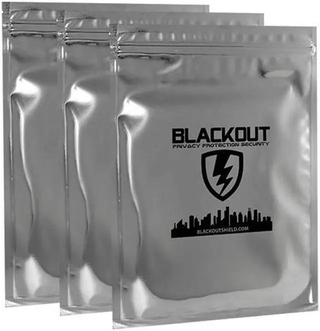 Main image of BLACKOUT Faraday Cage Bag EMP Bags Premium Ultra Thick 3pc Prepping Kit 5" X 7" Smartphones Hard Drives RFID Privacy