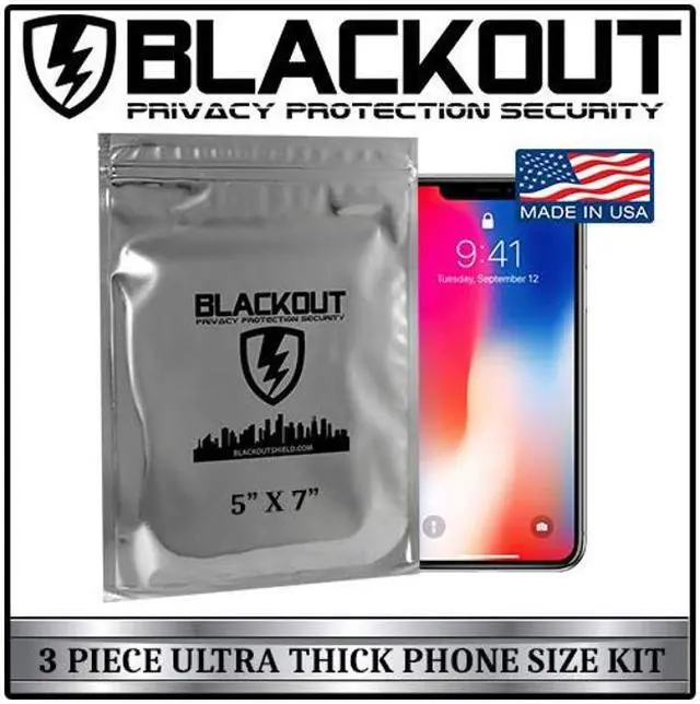 Alt view image 2 of 5 - BLACKOUT Faraday Cage Bag EMP Bags Premium Ultra Thick 3pc Prepping Kit 5" X 7" Smartphones Hard Drives RFID Privacy