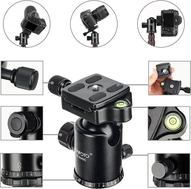 Alt view image 3 of 5 - BONFOTO B690C Lightweight Carbon Fiber Portable Tripod Compact Travel Camera Tripod Monopod with 360 Degree Ball Head,1/4" Quick Release Plate and Carry Bag for DSLR Cameras