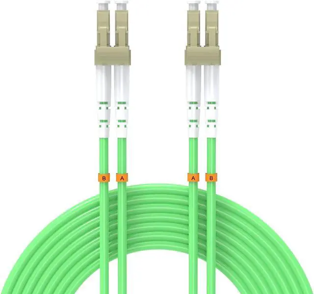 Main image of Buacoz 7.5Meters 25ft LC/UPC-LC/UPC 40/100GB Multi-Mode Fiber Optic Cable LC to LC OM5 LC-LC 10 Gigabit Jumper Optical Patch Cord Duplex 50/125um Lime Green