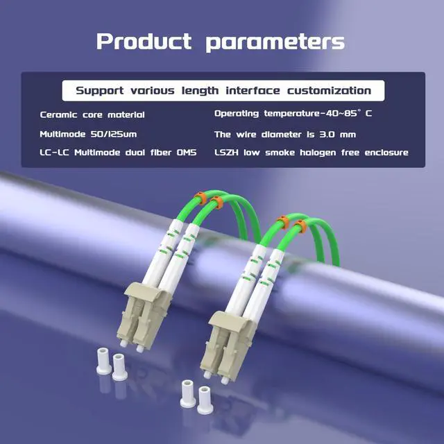 Alt view image 5 of 5 - Buacoz 7.5Meters 25ft LC/UPC-LC/UPC 40/100GB Multi-Mode Fiber Optic Cable LC to LC OM5 LC-LC 10 Gigabit Jumper Optical Patch Cord Duplex 50/125um Lime Green