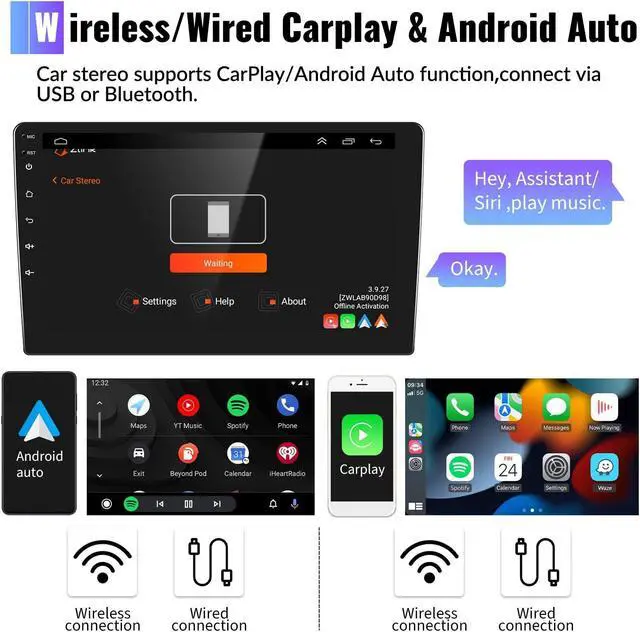 Alt view image 3 of 5 - CAMECHO 2+64G Car Radio Head Unit Android 13 for Hyundai Tucson IX35 2010-2015 Autoradio, 10" Touch Screen Car Stereo with CarPlay Android Auto Bluetooth WiFi HiFi & EQ GPS + AHD Backup Camera