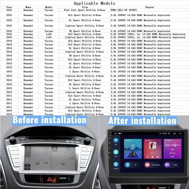 Alt view image 2 of 5 - CAMECHO 2+64G Car Radio Head Unit Android 13 for Hyundai Tucson IX35 2010-2015 Autoradio, 10" Touch Screen Car Stereo with CarPlay Android Auto Bluetooth WiFi HiFi & EQ GPS + AHD Backup Camera