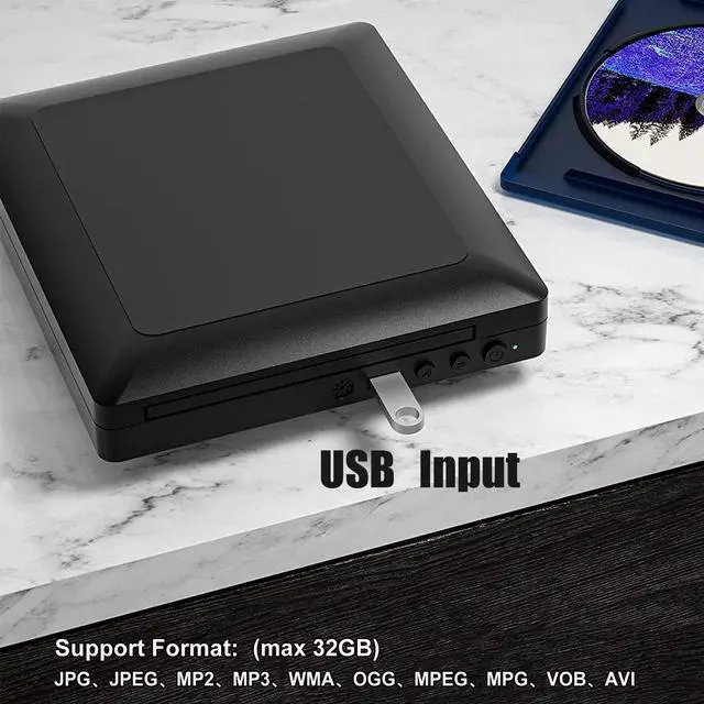 Alt view image 4 of 5 - Ceihoit Mini HD DVD Player, CD Players for Home, DVD Players for TV, HDMI and RCA Cable Included, Up-Convert to HD 1080p, All Region, Breakpoint Memory, Built-in PAL/NTSC, USB 2.0