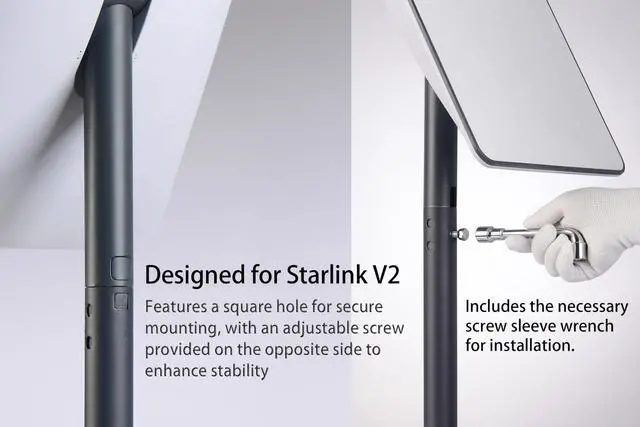 Alt view image 2 of 5 - CEKAY Universal Mounting Pole (Diameter 1 1/2", Length 35") - J Pole Mount for Antenna & Starlink Dish & Weather Station - Adjustable Pivot/Lock Bracket for Wall, Eave or Roof Mounting