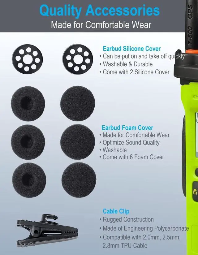 Alt view image 5 of 5 - commountain Earpiece with Mic Compatible for Motorola Radios CLP1010, CLP1040, CLP1060, CLP 1010, CLP 1040, CLP 1060, CLP G Shape Earhook Headset-5 Pack