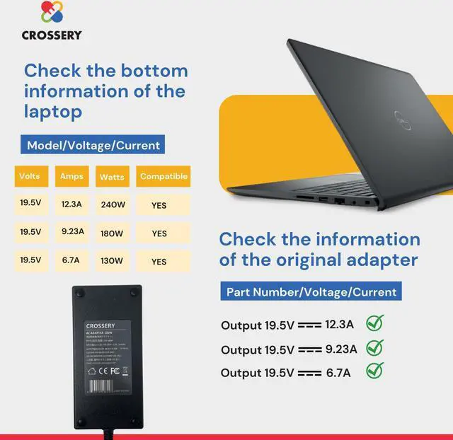 Alt view image 3 of 5 - Dell 180W Charger for Dell Alienware Laptop Charger Dell G7 Optiplex G3 G5 Alienware M15 M17 M17x x51 R1 R2 R3 R4 R5 Heavy Duty Power Supply for Dell Gaming Computer Laptops 19.5V 9.23A AC Adapter