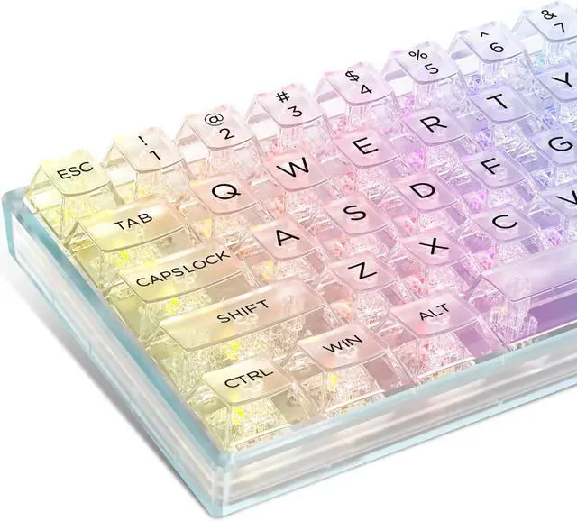 Alt view image 2 of 5 - dagaladoo Clear Keycaps Full Set,140 Keys Custom Cherry Profile Keycaps, Transparent PC Material Keycaps Bundle with White Topograph XXL Mousepad