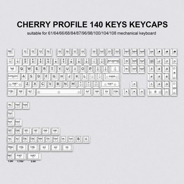 Alt view image 3 of 5 - dagaladoo Clear Keycaps Full Set,140 Keys Custom Cherry Profile Keycaps, Transparent PC Material Keycaps Bundle with White Topograph XXL Mousepad