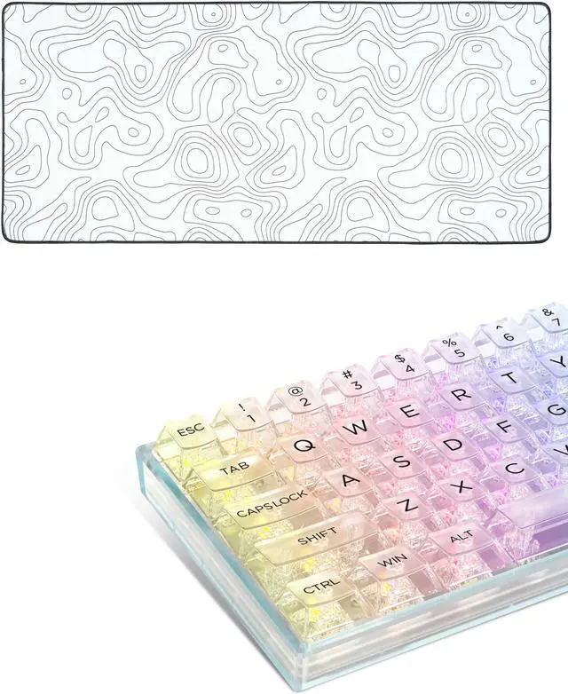 Main image of dagaladoo Clear Keycaps Full Set,140 Keys Custom Cherry Profile Keycaps, Transparent PC Material Keycaps Bundle with White Topograph XXL Mousepad