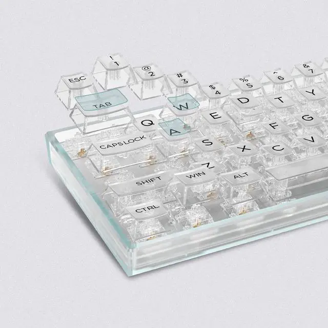 Alt view image 4 of 5 - dagaladoo Clear Keycaps Full Set,140 Keys Custom Cherry Profile Keycaps, Transparent PC Material Keycaps Bundle with White Topograph XXL Mousepad