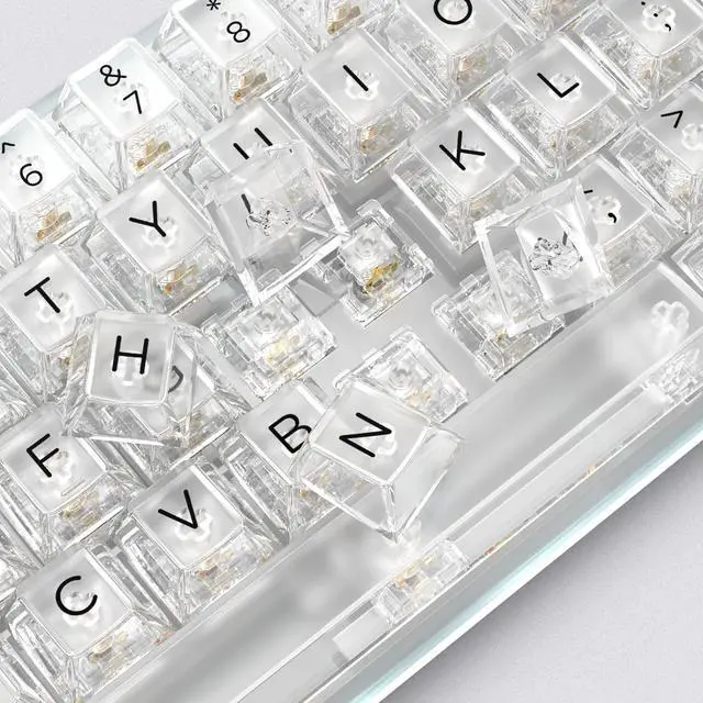 Alt view image 5 of 5 - dagaladoo Clear Keycaps Full Set,140 Keys Custom Cherry Profile Keycaps, Transparent PC Material Keycaps Bundle with White Topograph XXL Mousepad