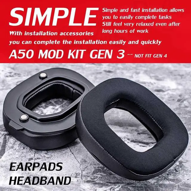 Alt view image 5 of 5 - A50 GEN 3 MOD KIT Cooling Gel Ear Pads for Astro A50 GEN 3 Headset I with Headband by DIMOST - NOT FIT GEN 4