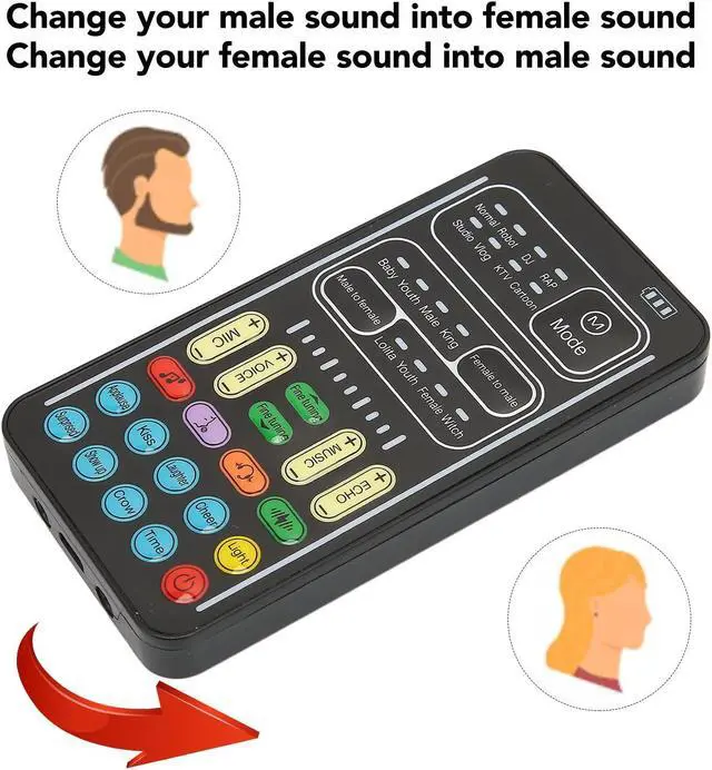 Alt view image 2 of 5 - Dpofirs Mini Voice Changer Sound Card for Computers, Sound Converter with 8 Kinds of Sound Changes Suitable for Computers, Phones, Tablets and Gaming Device(I9 English Edition)