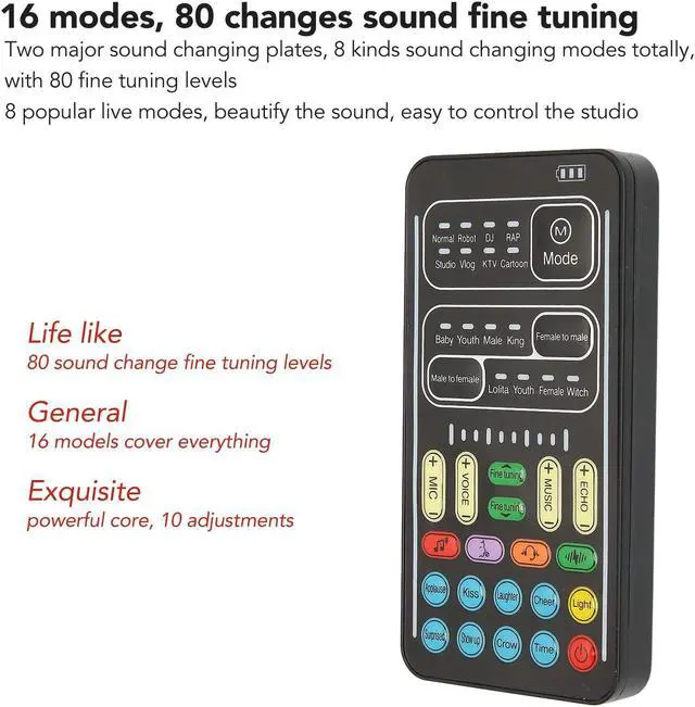 Alt view image 3 of 5 - Dpofirs Mini Voice Changer Sound Card for Computers, Sound Converter with 8 Kinds of Sound Changes Suitable for Computers, Phones, Tablets and Gaming Device(I9 English Edition)