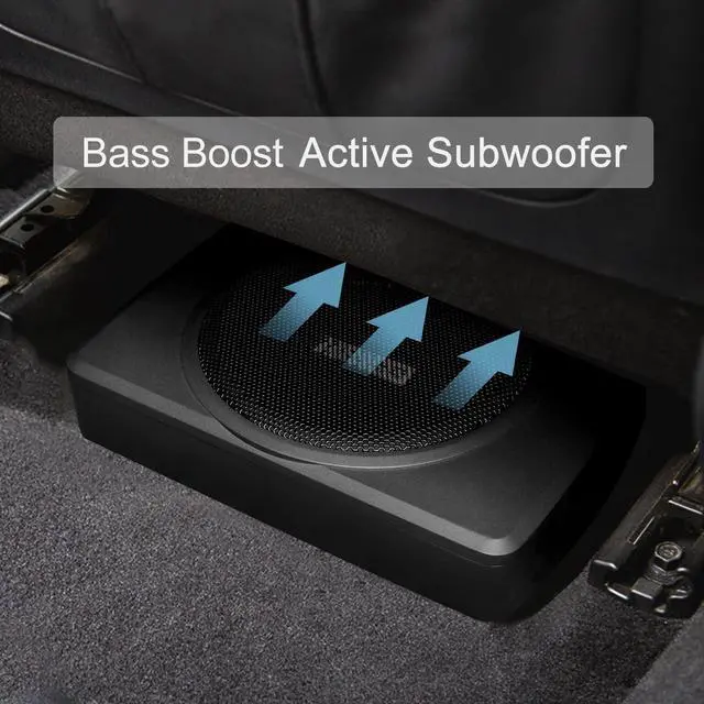 Alt view image 4 of 5 - DR DOUBLE ROCK CB08 8 inch Slim Under Seat Car Subwoofer Car Audio Powered 600 Watts Car Truck Audio Sub Built in Amplifier Active Slim Subwoofer new upgraded with Black Aluminum and Green LED