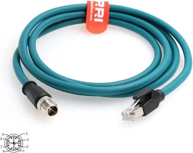 Main image of DRRI M12 X-Coded 8 Pin to RJ45 Gigabit Ethernet Interface Cat 7e Shielded Cable for cognex 262 Cameras | Barcode Scanners(3M)