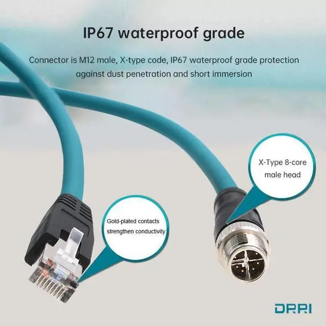 Alt view image 5 of 5 - DRRI M12 X-Coded 8 Pin to RJ45 Gigabit Ethernet Interface Cat 7e Shielded Cable for cognex 262 Cameras | Barcode Scanners(3M)