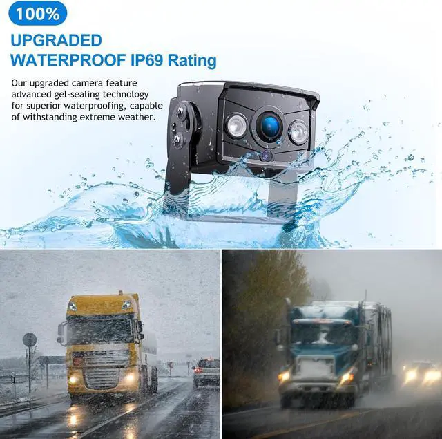 Alt view image 5 of 5 - DVKNM Upgrade Dual Backup Camera Monitor Kit 7" HD 1080P Monitor IP69 Waterproof Rearview Reversing Rear View Camera for Truck Trailer Semi-Trailer Box Truck RV Pickup Truck Easy Installation (TZ102)