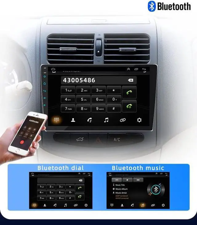 Alt view image 2 of 5 - 10Inch Touch Screen Android 8.1 Car Stereo Universal Car Radio Car Audio Receiver with GPS Navigation Bluetooth FM WiFi Mirror Link USB Car MP5 Player +Rear View Camera
