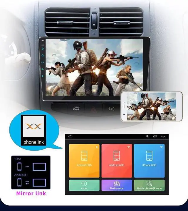 Alt view image 3 of 5 - 10Inch Touch Screen Android 8.1 Car Stereo Universal Car Radio Car Audio Receiver with GPS Navigation Bluetooth FM WiFi Mirror Link USB Car MP5 Player +Rear View Camera