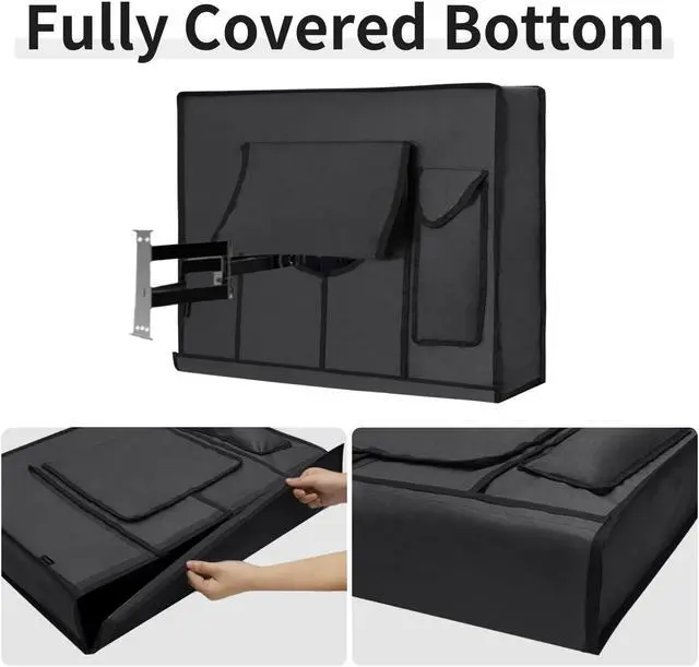 Alt view image 3 of 5 - Easy-Going Waterproof Outdoor TV Cover for 50-52 inch TV with Bottom Cover, Thick Fabric, Dustproof and Weatherproof TV Cover with Remote Control Pocket, Dark Gray