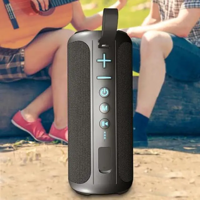 Alt view image 5 of 5 - Portable Bluetooth Speakers, Multifunctional 20W Outdoor Waterproof High-Power Bluetooth Speaker with Dual Speakers, Bass Boost, IPX5 Water Resistance, RGB Lighting, & 2400mAh Battery (Black)