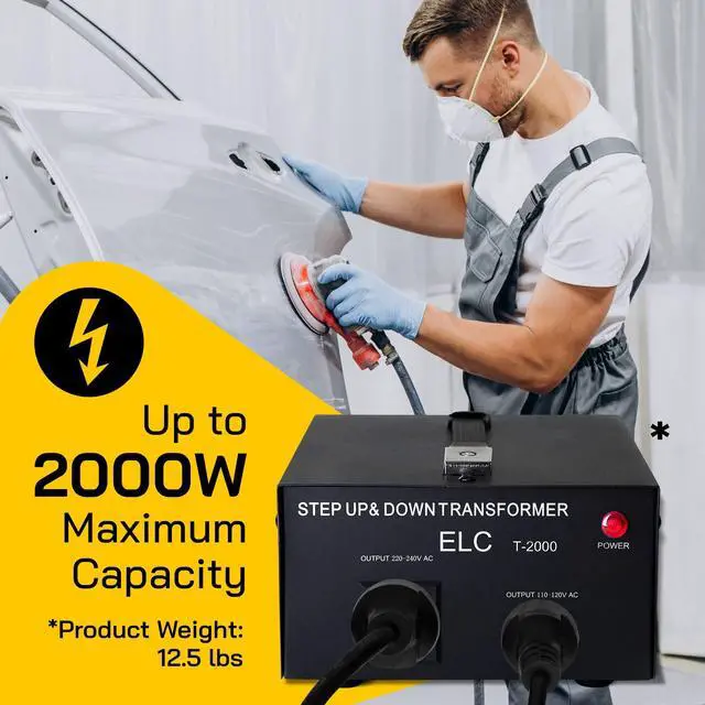 Alt view image 4 of 5 - ELC T Series 2000 Watt Voltage Converter Transformer - Step Up/Down - 110v to 220v / 220v to 110v Power Converter - Circuit Breaker Protection, CE Certified [3-Years Warranty]