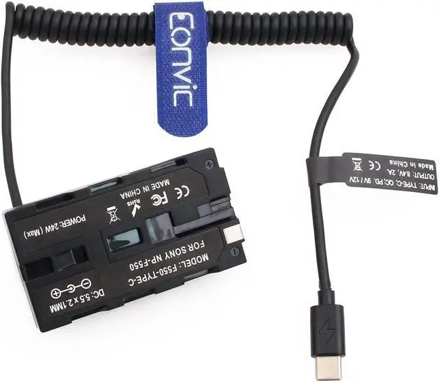 Alt view image 2 of 4 - Eonvic Camera Replacement Power Supply Cable USB Type C to NP-F970 Power Cable Dummy Battery Power Cord for Sony NP-F batteries