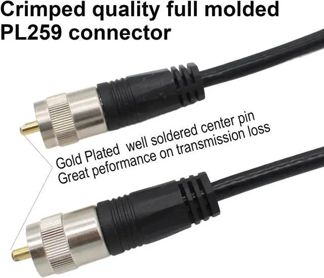 Alt view image 2 of 5 - exgoofit RG8X Coaxial Cable 75FT (23m), CB Coax Cable, UHF PL259 Male to Male Coaxial Cable Connector for HAM Radio, Antenna Analyzer