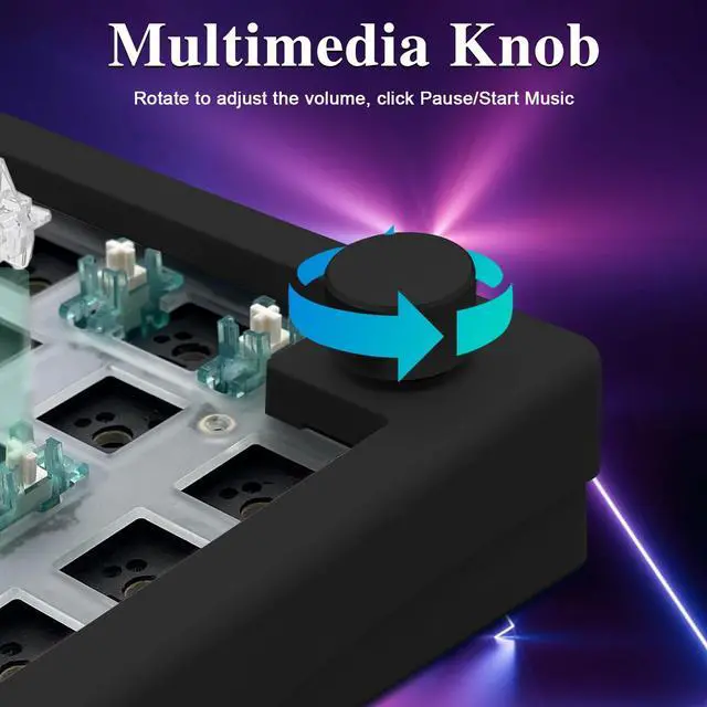 Alt view image 3 of 5 - FKZ GMK67 Keyboard Kit, 65% Mechanical Keyboard Kit-Wireless Bluetooth 5.0/2.4G/Type C Receiver Modes,Hotswap Switch Socket Case Plate PCB 68Key Switch Tester Keyboard Kit (GMK67-Black)