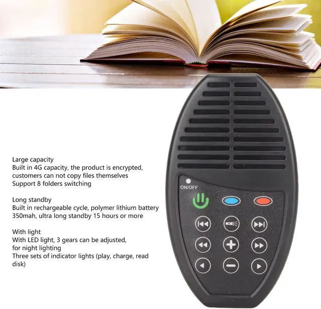 Alt view image 3 of 5 - Audio Bible Player, Portable USB Rechargeable Bible Reader for Seniors Kids and The Blind, Solar Powered, Adjustable HiFi Sound Player with LED light and Ear Buds, 4G Capacity (English KJV, Arabic)