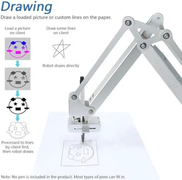 Alt view image 3 of 5 - Freenove Robot Arm Kit for Raspberry Pi 4 B 3 B+ B A+, Stepper Motor, Metal Structure, Clamping Mode, Drawing Mode, Record and Replay (Raspberry Pi NOT Included)