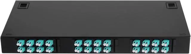 Alt view image 3 of 3 - FYBOPTWU-24 Duplex 48 Port LC Multimode OM3 Rack Mount Enclosure Box with Pigtails & Couplers, 48 Core LGX Patch Panel Box fits for 19" Racks Cabinet