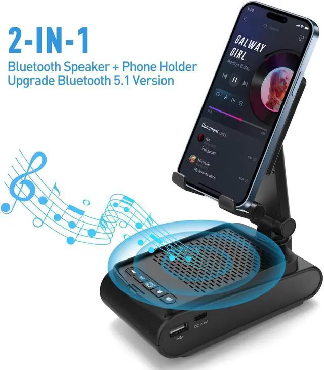 Alt view image 3 of 5 - Birthday Gifts for Men, Dad Gifts for Fathers Day, Cell Phone Stand with Wireless Bluetooth Speaker, Unique Gifts for Him Husband Boyfriend Dad Gifts