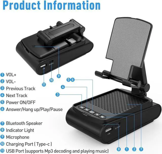 Alt view image 4 of 5 - Birthday Gifts for Men, Dad Gifts for Fathers Day, Cell Phone Stand with Wireless Bluetooth Speaker, Unique Gifts for Him Husband Boyfriend Dad Gifts