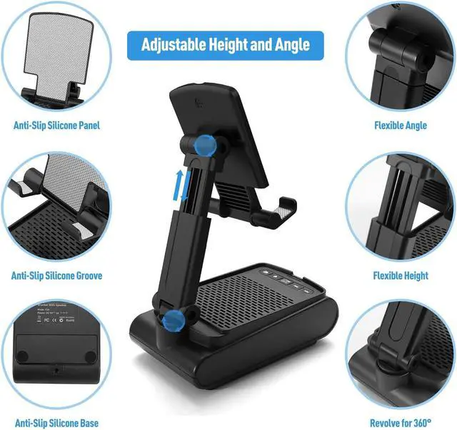 Alt view image 5 of 5 - Birthday Gifts for Men, Dad Gifts for Fathers Day, Cell Phone Stand with Wireless Bluetooth Speaker, Unique Gifts for Him Husband Boyfriend Dad Gifts