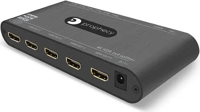 Main image of gofanco Prophecy Intelligent 1x4 HDMI Splitter 4K 60Hz HDR - 4K @60Hz 4:4:4, 18Gbps - Auto Scaling, HDMI 2.0a, HDCP 2.2, 3D, EDID, Cascadable, Firmware Upgradable - 4 Port, 1 in 4 Out, TAA Compliant