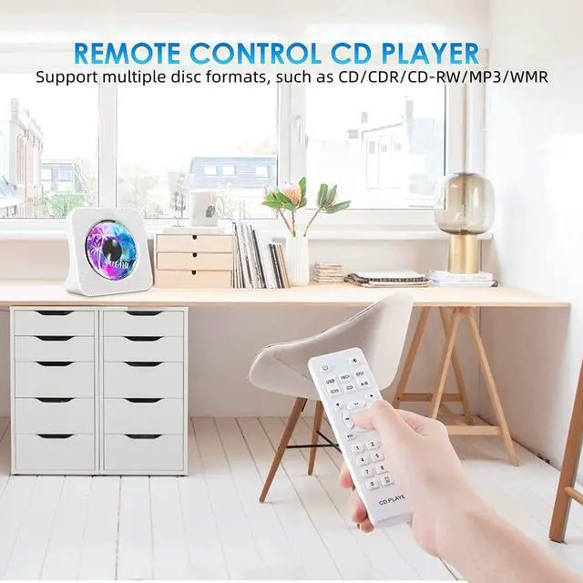 Alt view image 5 of 5 - Gueray Portable CD Player with Bluetooth, Desktop CD Music Players for Home Built-in Double HiFi Sound Speakers, Support AUX&USB Headphone Jack, FM Radio Boombox, LCD Screen Display for Kids Gift