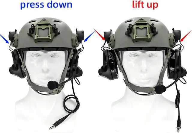 Alt view image 5 of 5 - HEARFALCOM Tactical Comta III Headset Helmet ARC Rail Adapter Bracket Version with U94 PTT Adapter Compatible with Baofeng UV-5R, UV-82 Walkie Talkie for Airsoft Sports(BK)