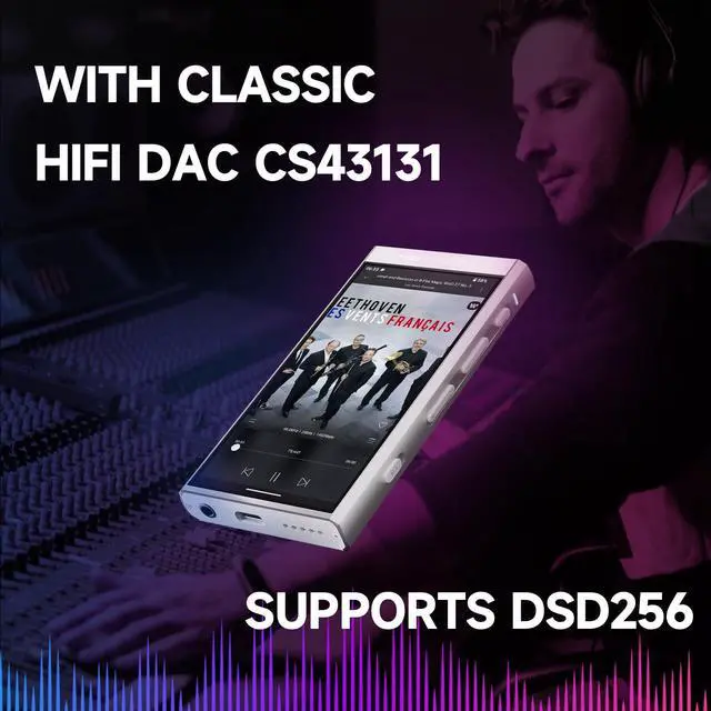 Alt view image 4 of 5 - HiBy Digital M300 Music player with speaker built-in Android 13 OS bluetooth WIFI and FM supports PCM768k DSD256 32G Silver