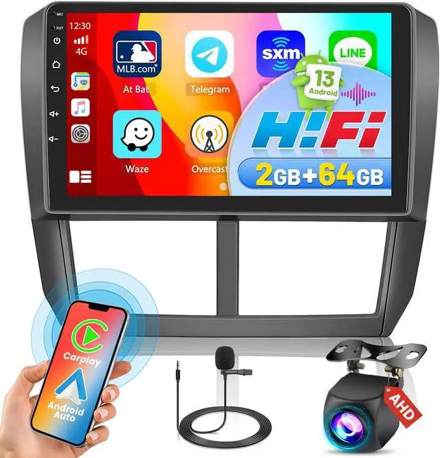 Main image of 2+64G for Subaru Forester Impreza WRX STI 2008-2012 Car Stereo 9 Inch Touchscreen with Wireless CarPlay Android Auto, Android 13 Car Radio with GPS Bluetooth HiFi RDS Backup Camera