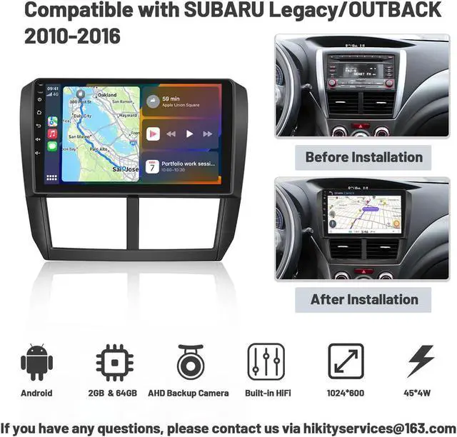 Alt view image 2 of 5 - 2+64G for Subaru Forester Impreza WRX STI 2008-2012 Car Stereo 9 Inch Touchscreen with Wireless CarPlay Android Auto, Android 13 Car Radio with GPS Bluetooth HiFi RDS Backup Camera