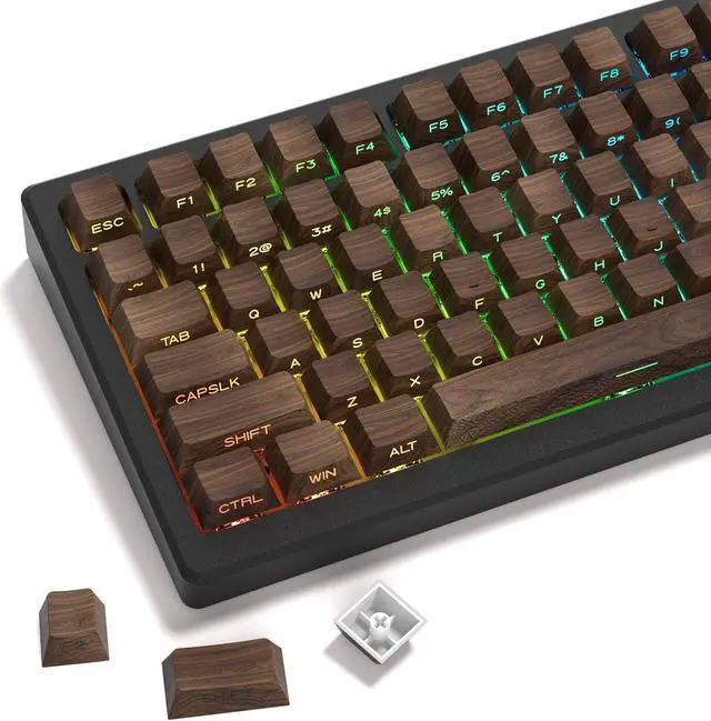 Main image of XVX PBT Keycaps - Side Print Keycaps, Shine Through Custom Key caps 75 Percent, Retro Keycap Set Dye Sub & Double Shot, 136 Keys Cherry Profile Keyboard Keycap for Mechanical Keyboard, Walnut Textures