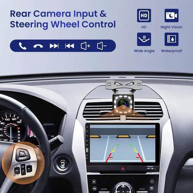 Alt view image 4 of 5 - Car Stereo Single Din CarPlay Android Auto, Hodozzy 9 Inch Touchscreen Car Radio with Bluetooth FM AM Audio, iOS/Android Mirror Link TF/USB/AUX Car Multimedia Player, Backup Camera + Mic