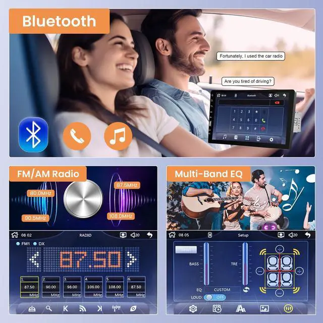 Alt view image 5 of 5 - Car Stereo Single Din CarPlay Android Auto, Hodozzy 9 Inch Touchscreen Car Radio with Bluetooth FM AM Audio, iOS/Android Mirror Link TF/USB/AUX Car Multimedia Player, Backup Camera + Mic