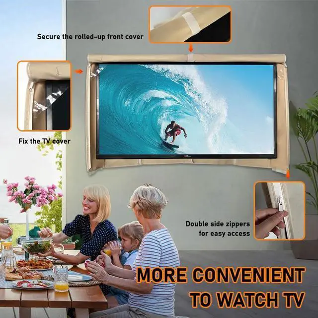 Alt view image 4 of 5 - HOMEYA Outdoor TV Cover 48-50 Inches, 600D Heavy Duty Weatherproof TV Enclosure with Front Flap, Waterproof Zipper+Bottom Cover, for Outside LED LCD Flat Screen TVs-Cover Size 46.5''Lx29.5''Hx4.5 W