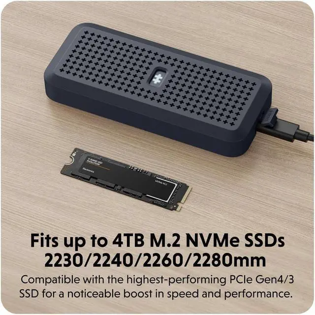 Alt view image 4 of 5 - HyperDrive Next Portable 40Gbps USB4 M.2 NVMe SSD Enclosure with M.2 NVMe SSDs up to 4TB for PS5, Windows 10, macOS 12.4, and newer, Water/Dust Resistant, Fits M.2 SSD Enclosures 2230/2240/2260/2280mm