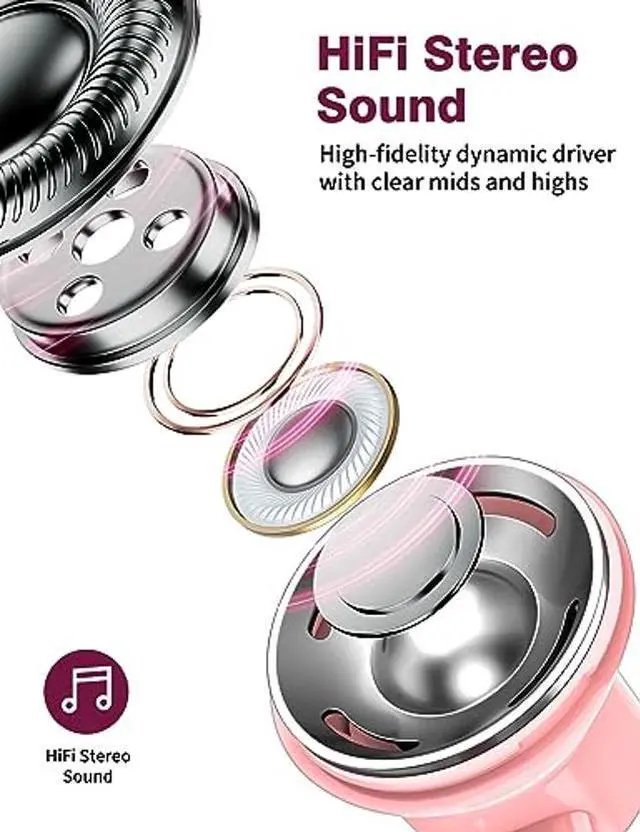 Alt view image 4 of 5 - USB C Headphones for iPhone 15 Plus 15 Pro Max Magnetic Type C Earphone Pink