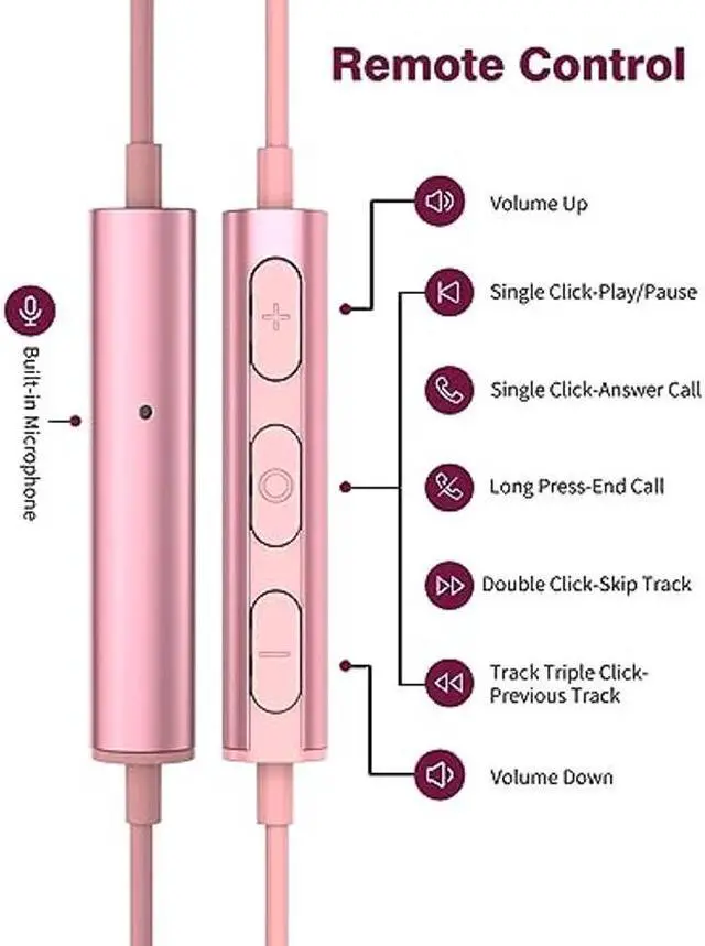 Alt view image 5 of 5 - USB C Headphones for iPhone 15 Plus 15 Pro Max Magnetic Type C Earphone Pink